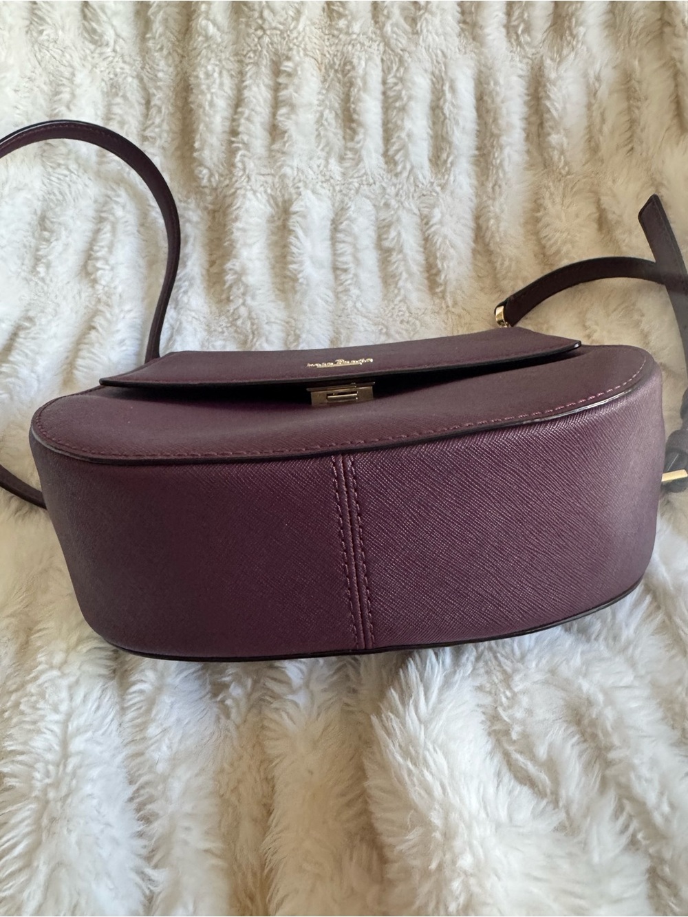 kate spade Plum Saffiano Crossbody Saddle Bag with Gold Hardware - Picture 6 of 6